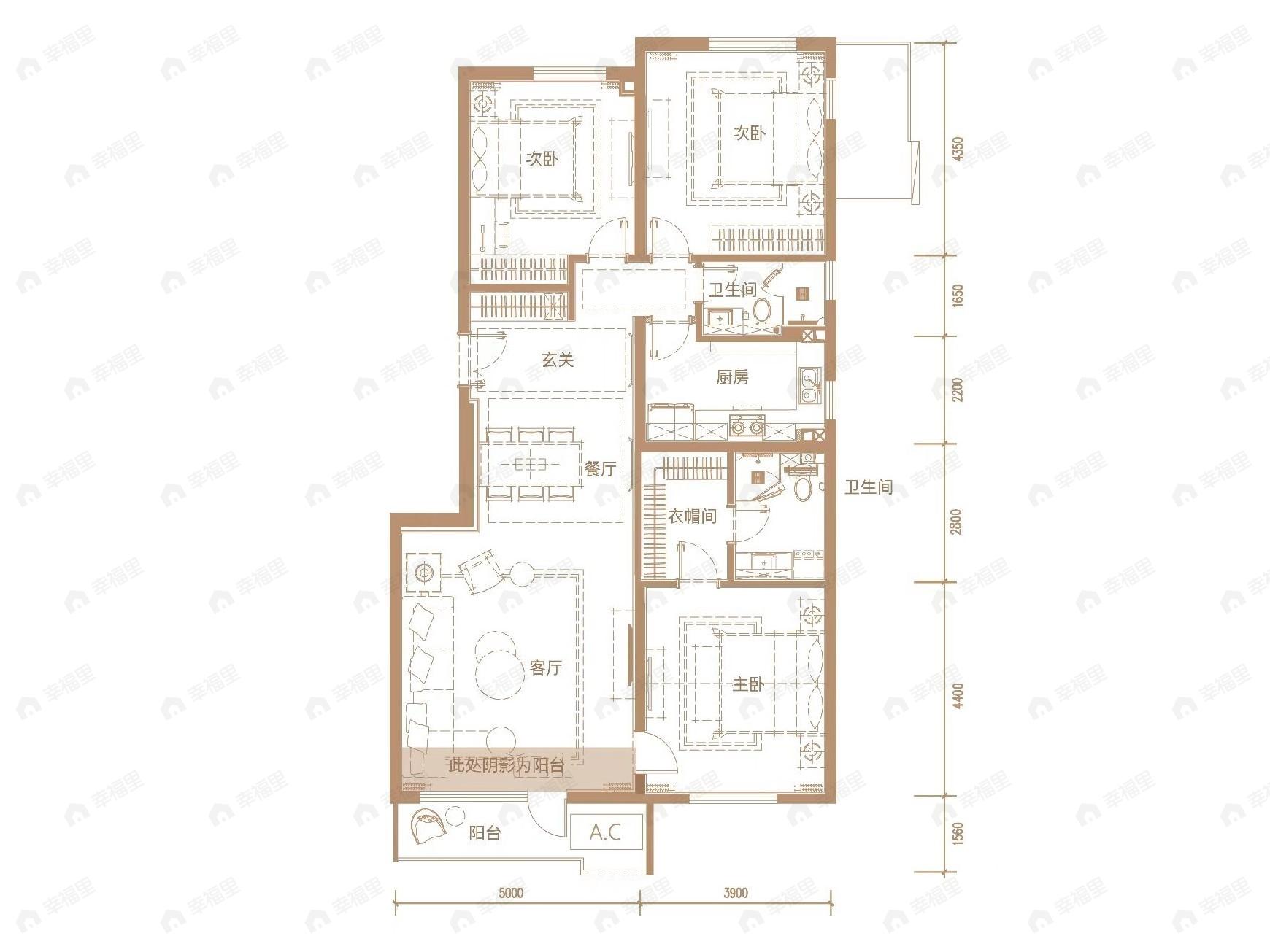 天润福熙大道3室2厅2卫户型图