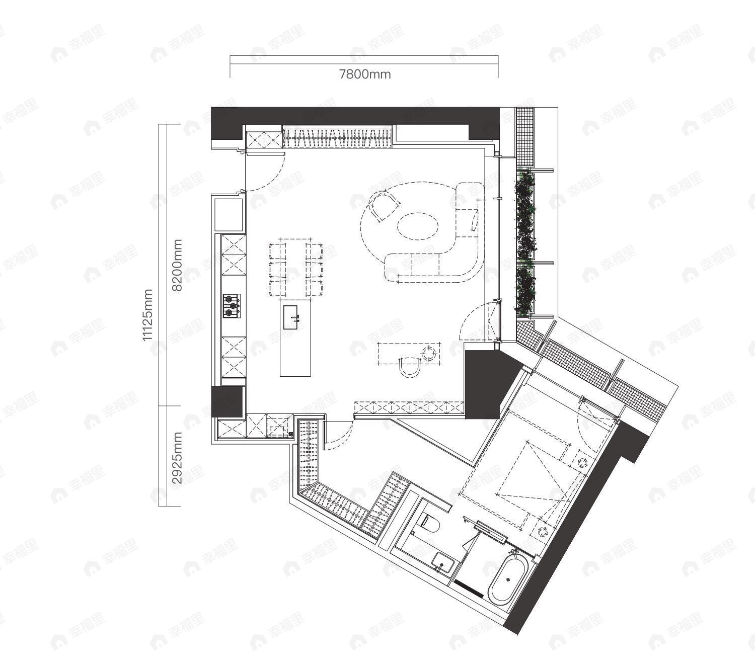 万科大都会NAVA1室2厅1卫户型图