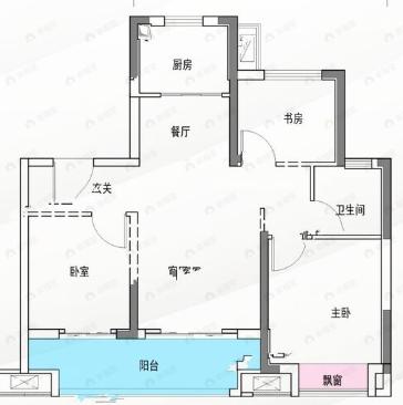 荣耀星河3室2厅1卫户型图