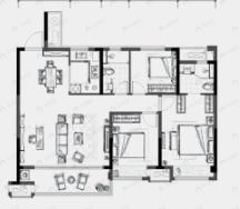 中南君启3室2厅2卫户型图