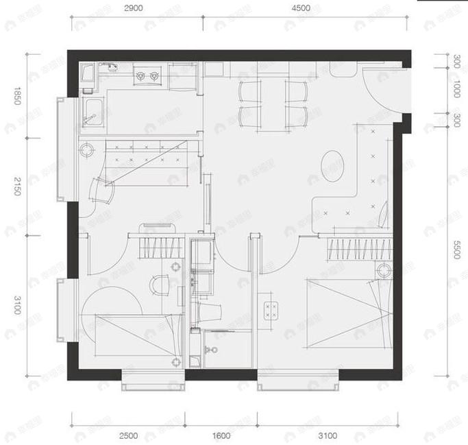 东亚尚品台湖2室1厅1卫户型图