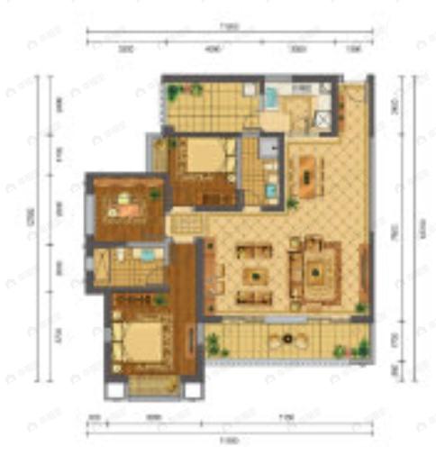 北大资源颐和18983室2厅2卫户型图