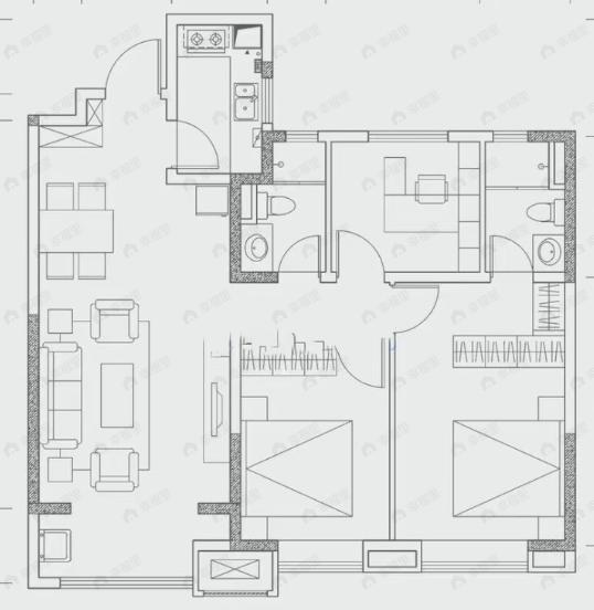 香榭汇沣3室2厅2卫户型图
