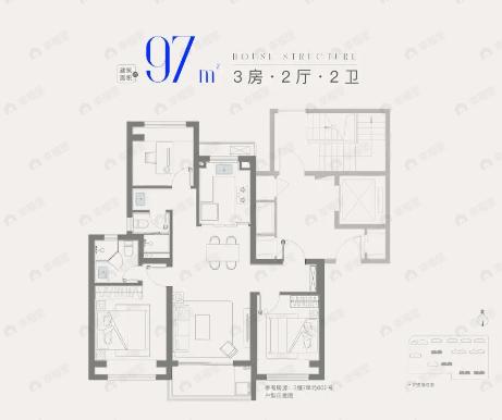 招商象屿星耀翠湾3室2厅2卫户型图