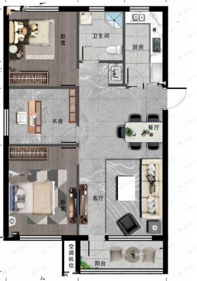 万象首府3室2厅1卫户型图