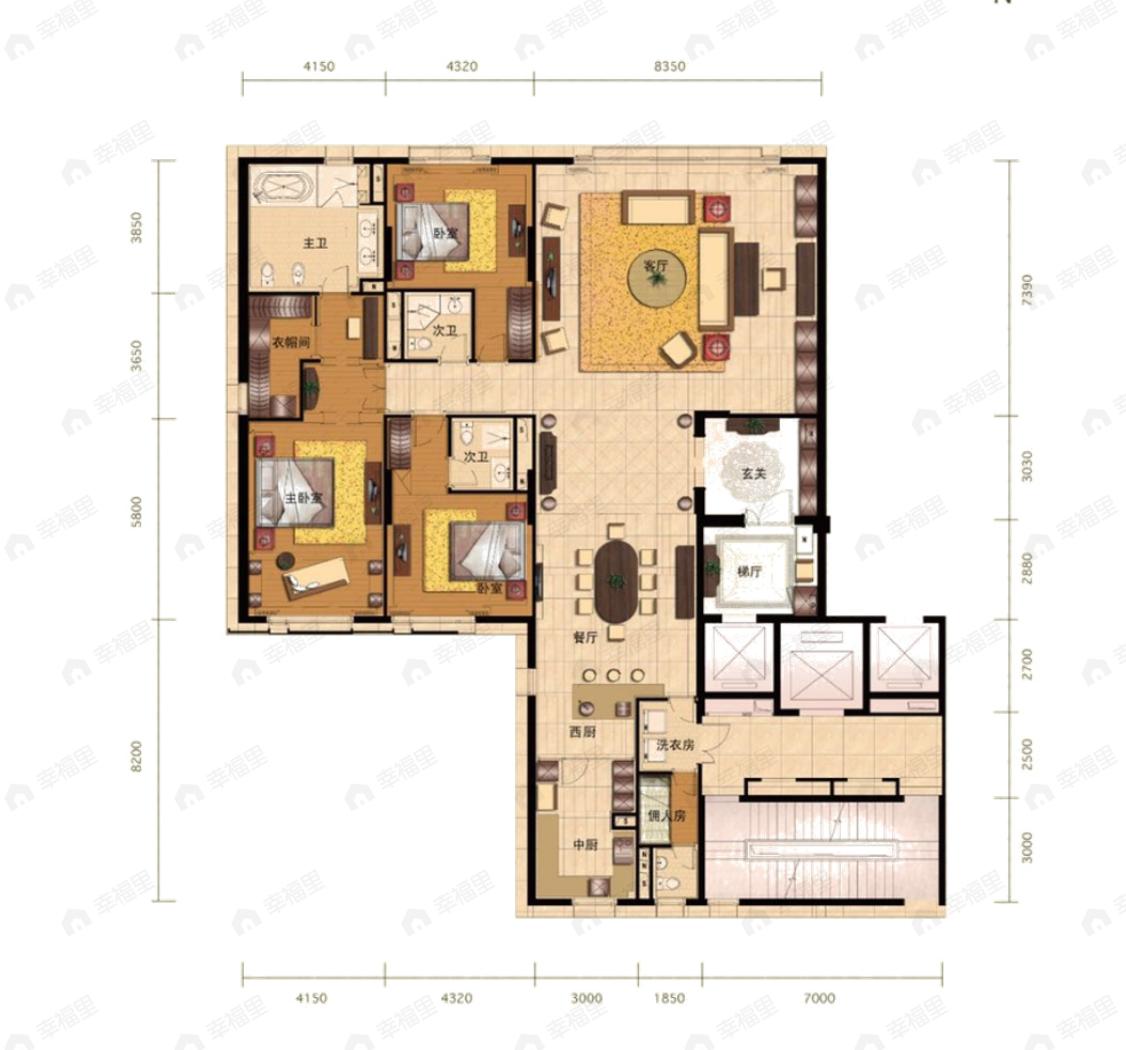 霞公府3室2厅4卫户型图