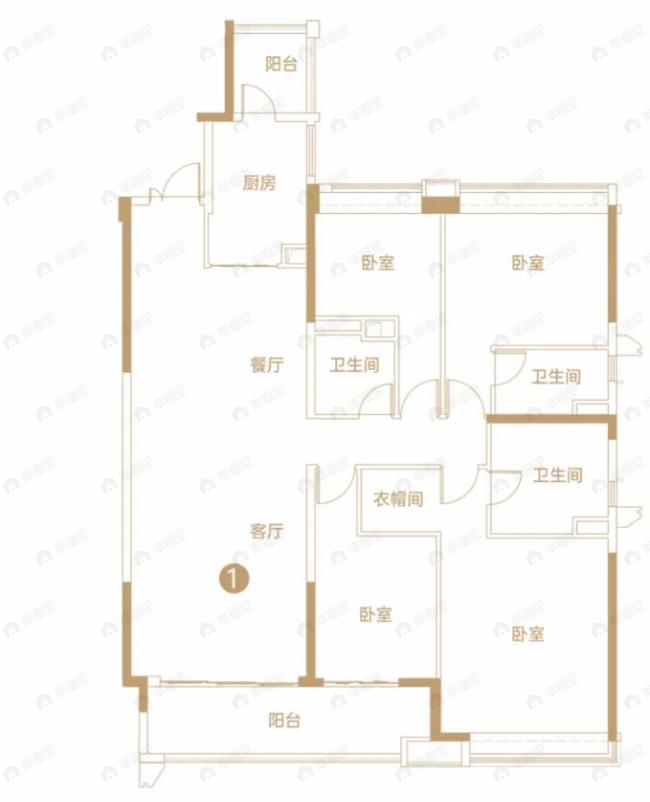 天河保利天汇4室2厅3卫户型图