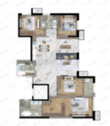 赛格曲江中京坊4室2厅2卫户型图