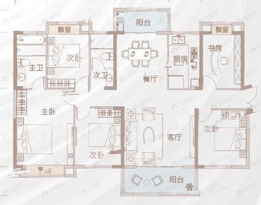 舜元臻园5室2厅2卫户型图