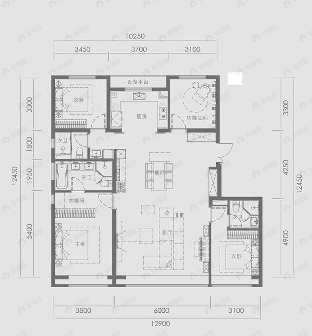 绿城晓风印月4室2厅3卫户型图