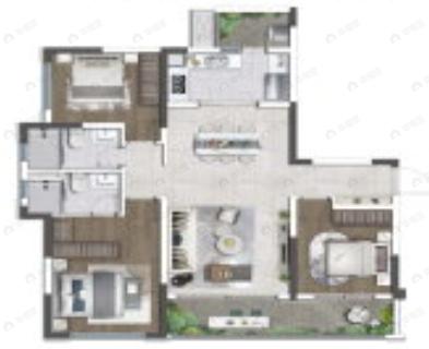 中国铁建新川樾3室2厅2卫户型图