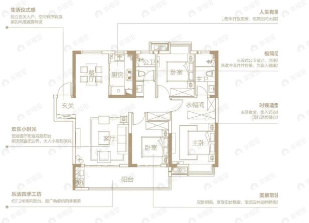 九江新旅文化旅游城3室2厅2卫户型图