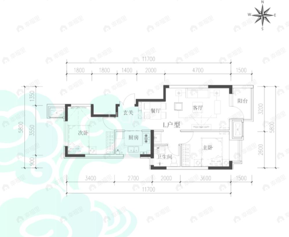 住总兴创如遇2室2厅1卫户型图