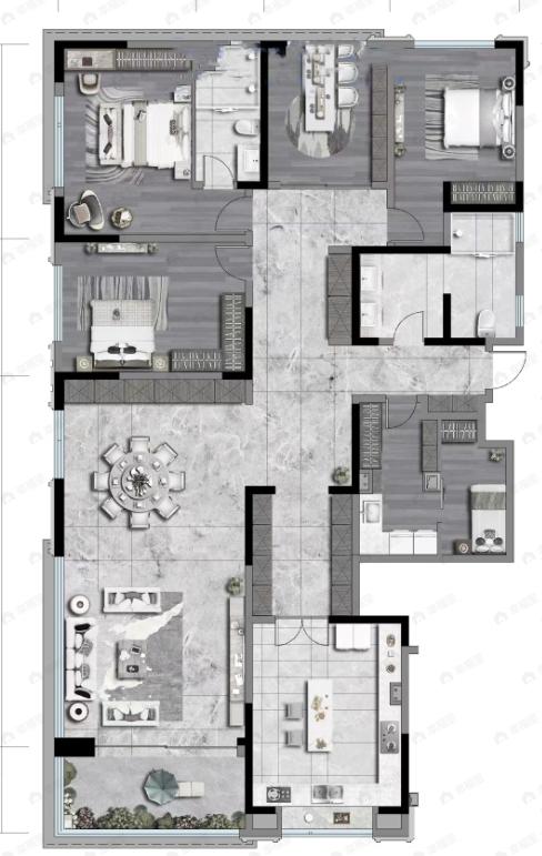 阳光城天澜道11号5室2厅2卫户型图