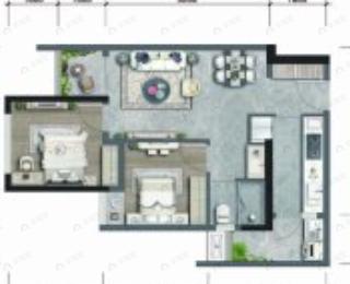 四季贵州椿棠府玖玺台2室2厅1卫户型图