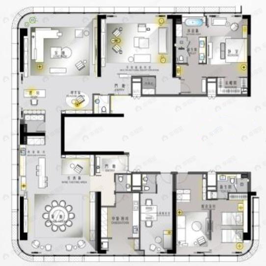 4室2厅5卫建面503平户型图
