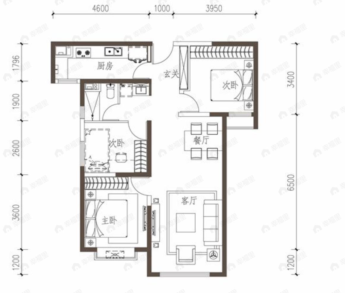 万盛新天地3室2厅1卫户型图