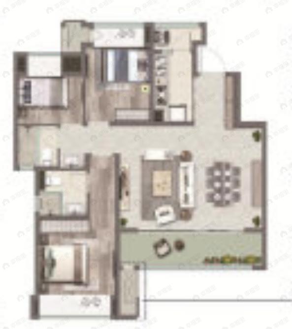 保利和光尘樾3室2厅2卫户型图