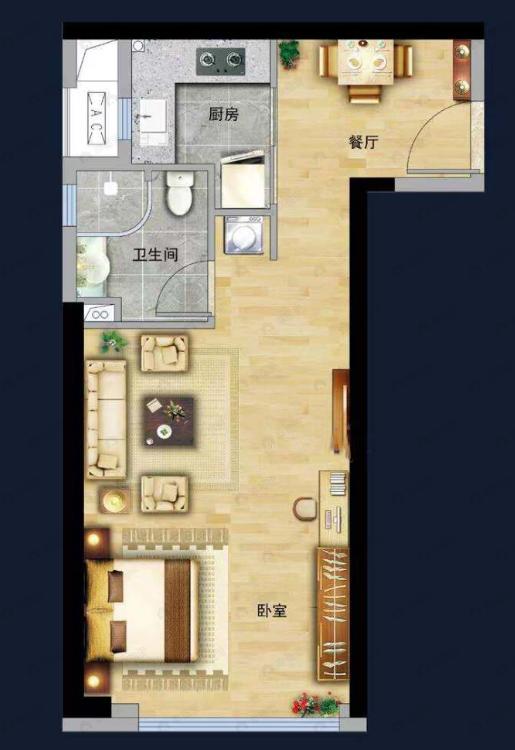 远洋天境1室2厅1卫户型图