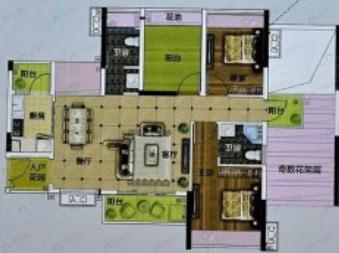 3室2厅2卫建面86平户型图