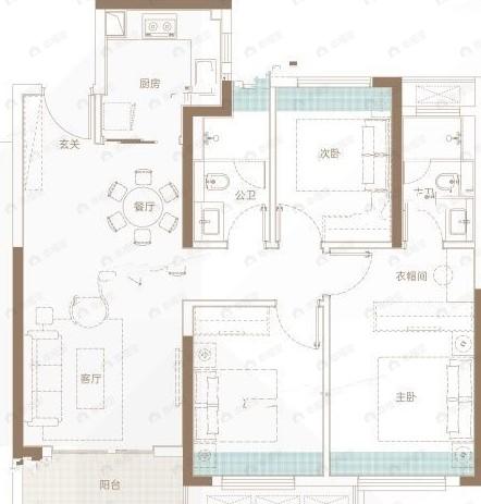 金茂华发武汉国际社区3室2厅2卫户型图