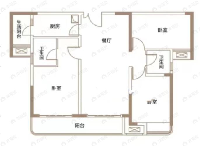 星悦北恒紫云3室2厅2卫户型图