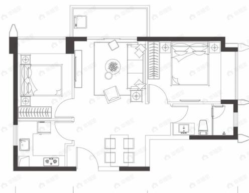 京基智农山海公馆2室2厅1卫户型图