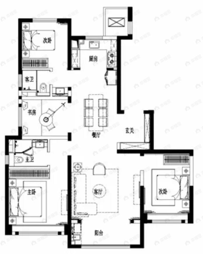 朗诗乐府4室2厅2卫户型图