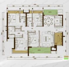 华鸿璟悦轩4室2厅3卫户型图