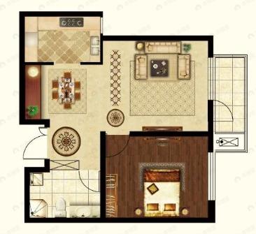 南山家里名苑1室2厅1卫户型图