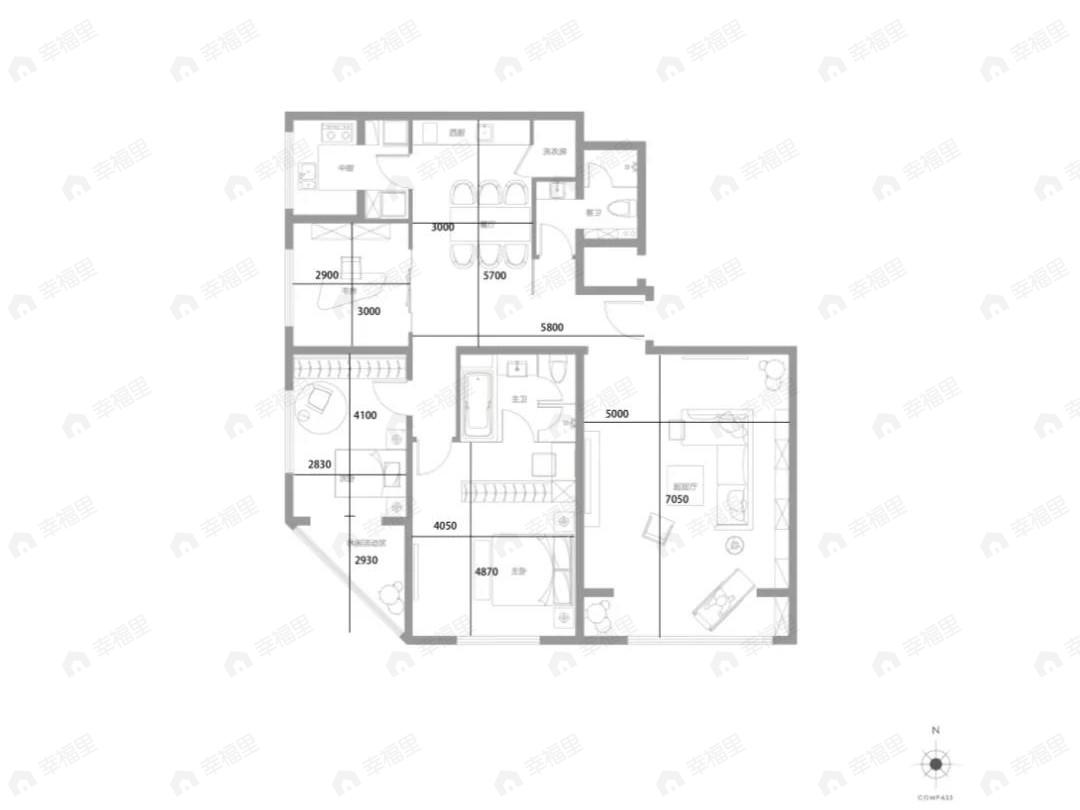 尊悦光华3室2厅2卫户型图