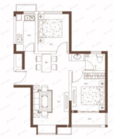 观园壹号2室2厅1卫户型图