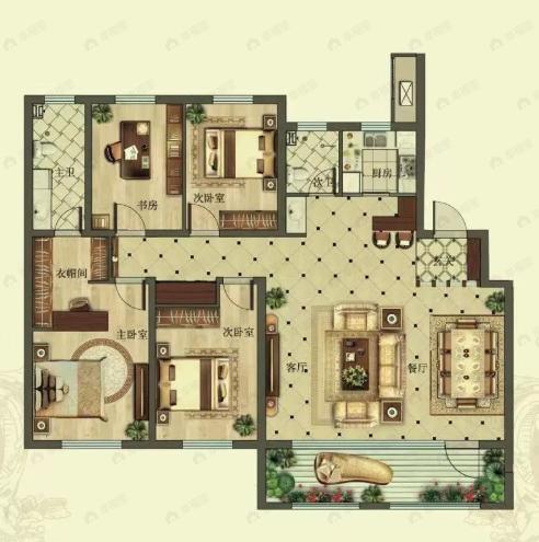 金沙滩壹号4室2厅2卫户型图