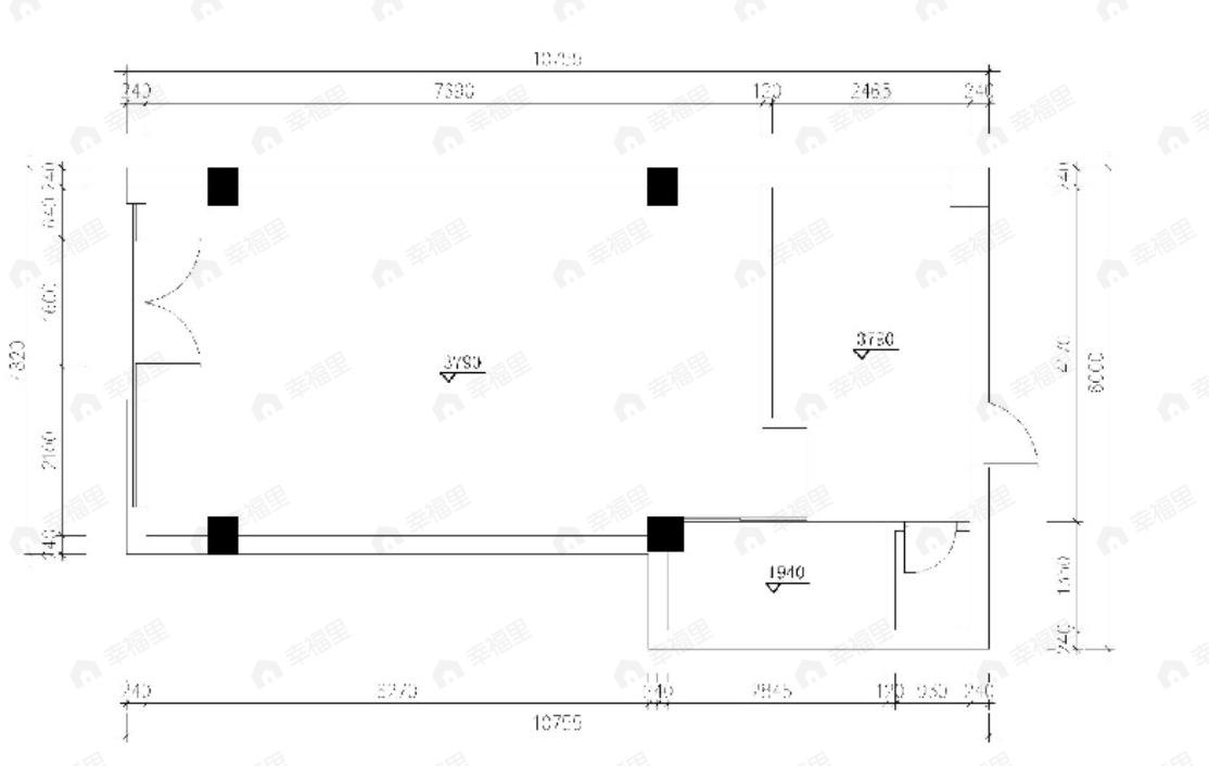 1室建面22m²南户型图