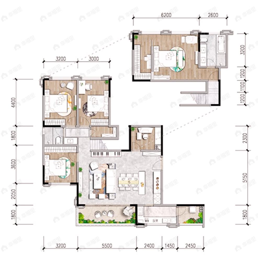 中南海棠集5室2厅2卫户型图