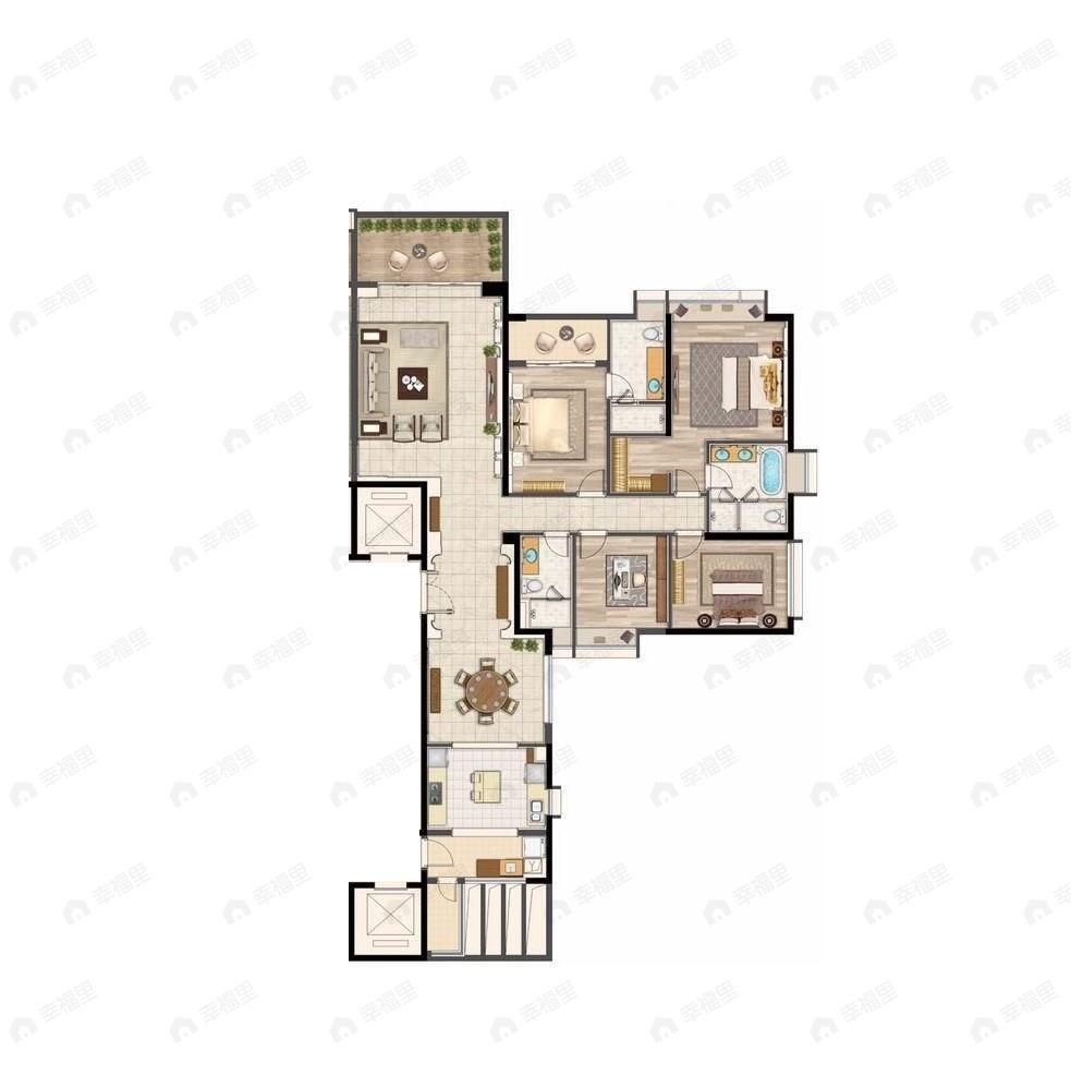 世茂珠江天鹅湾4室2厅3卫户型图
