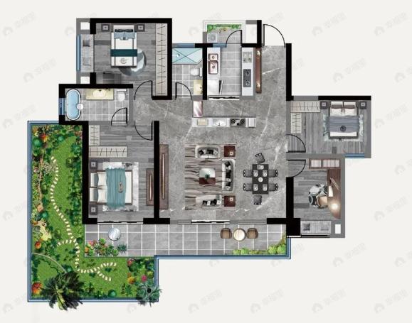 昆明安宁吾悦广场4室2厅2卫户型图