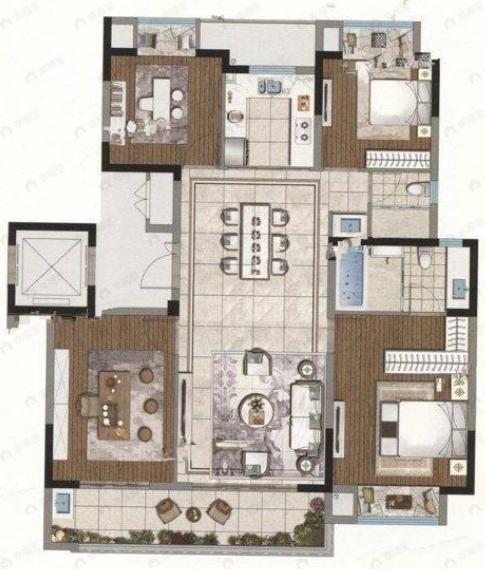 4室2厅2卫建面130平undefined户型图