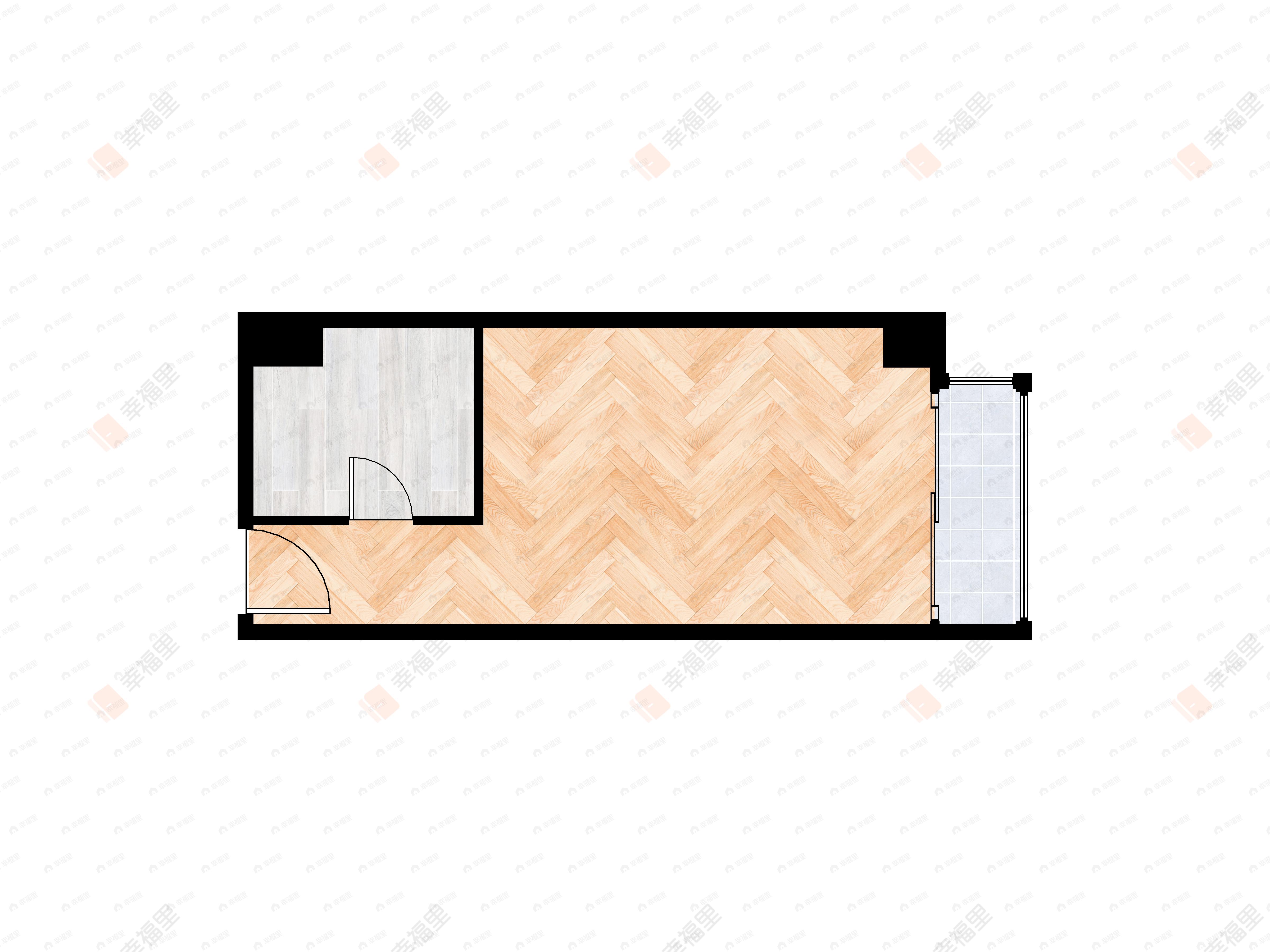 1室1厅建面50m²西北|东南户型图