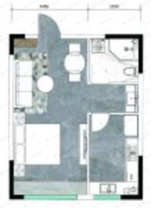 红大汇诚三期1室1厅1卫户型图