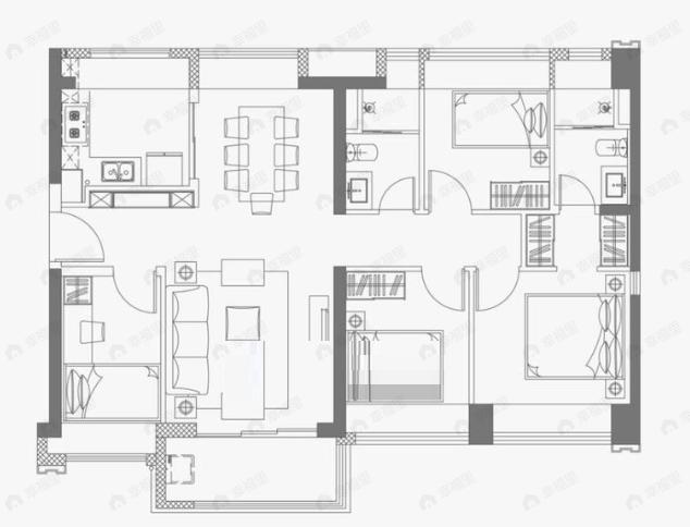 合正方洲4室2厅2卫户型图