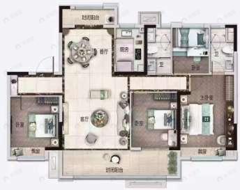 曲阜碧桂园翡翠华府4室2厅2卫户型图
