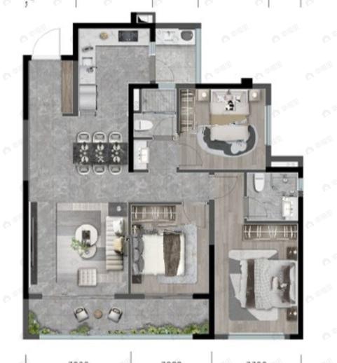 龙湖天屿3室2厅2卫户型图