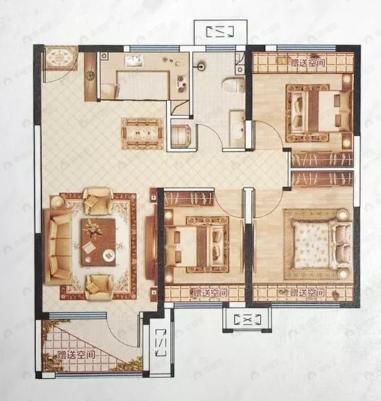 荣盛和悦名邸3室2厅1卫户型图