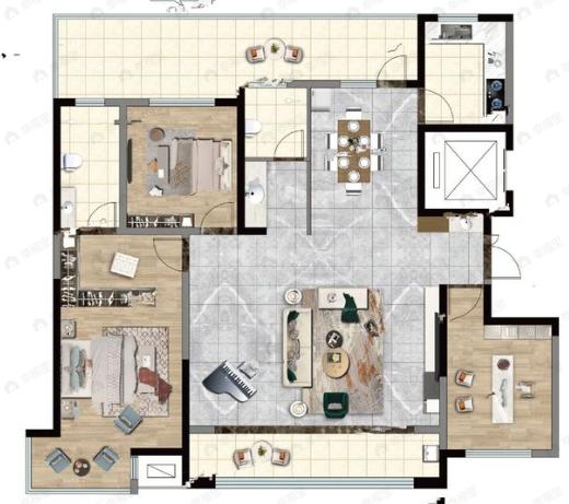龙辰九悦湾3室2厅2卫户型图