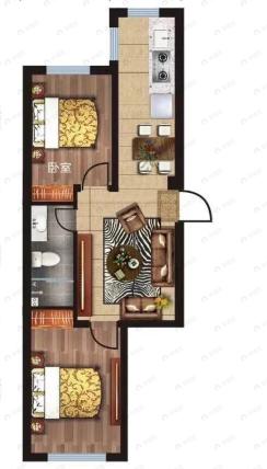 和平上河城2室2厅1卫户型图