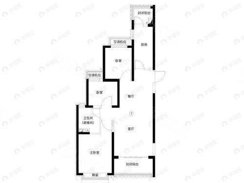 兰州恒大未来城3室2厅1卫户型图