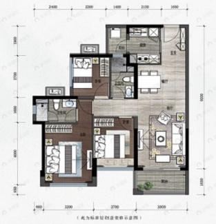 龙光天曜3室2厅2卫户型图