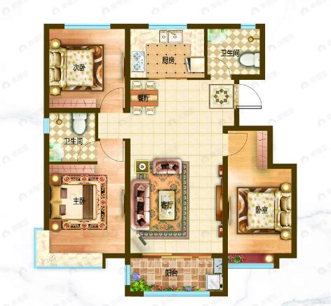 锦绣名门3室2厅2卫户型图