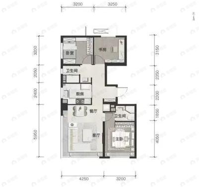 中建北京国贤府3室2厅2卫户型图